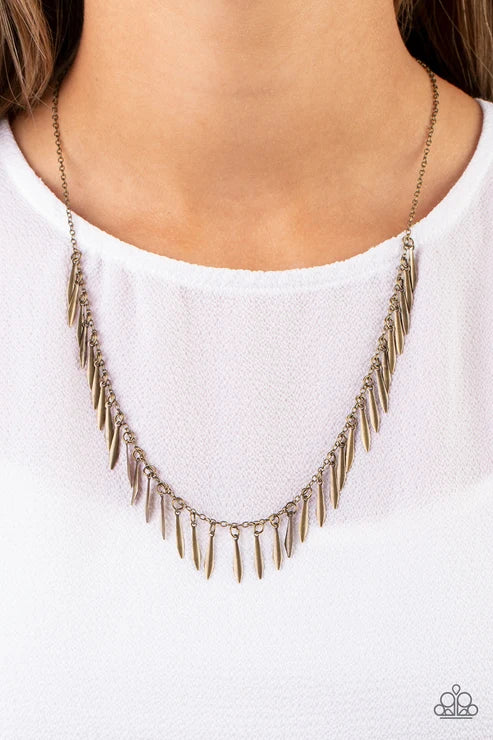 Paparazzi ♥ Striking Sheen - Brass ♥ Necklace