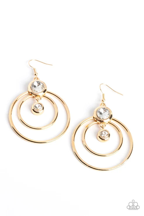 Paparazzi ♥ Dapperly Deluxe - Gold ♥ Earrings