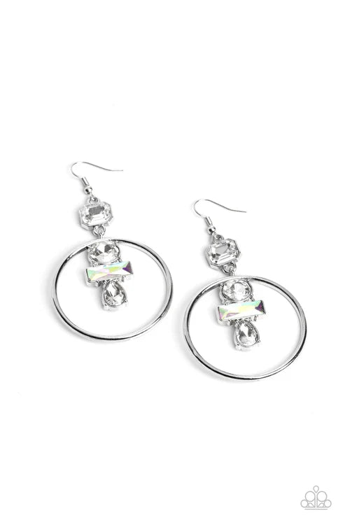 Paparazzi ♥ Geometric Glam - White ♥ Earrings
