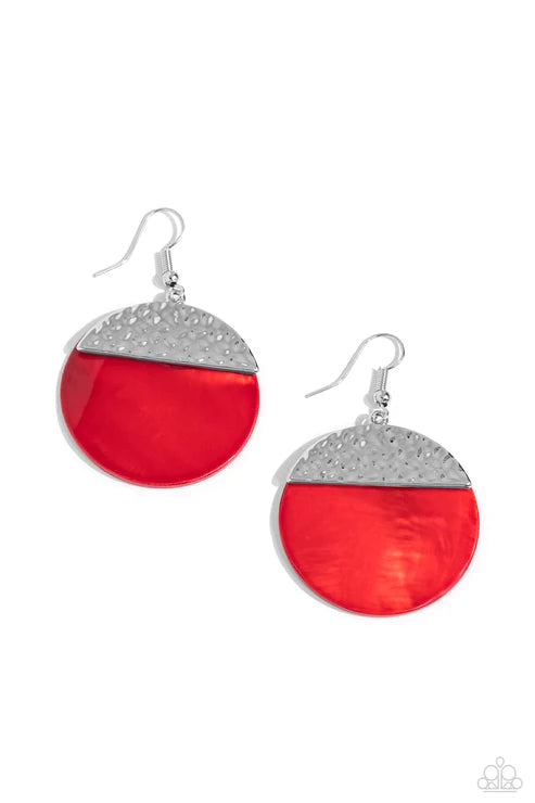 Paparazzi ♥ SHELL Out - Red ♥ Earrings