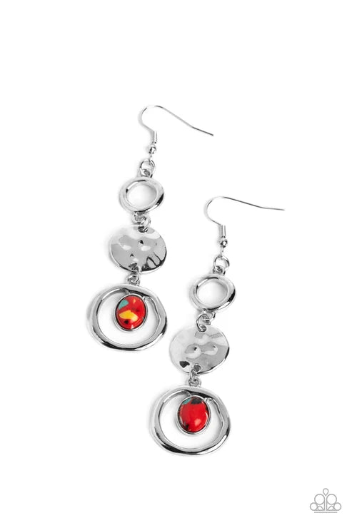 Paparazzi ♥ Marble Montage - Red ♥ Earrings