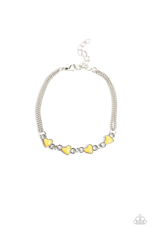 Paparazzi ♥ Smitten Sweethearts - Yellow ♥ Bracelet