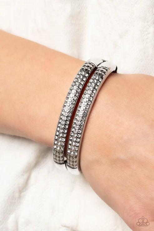 Paparazzi ♥ STACKED Up - White ♥ Bracelet