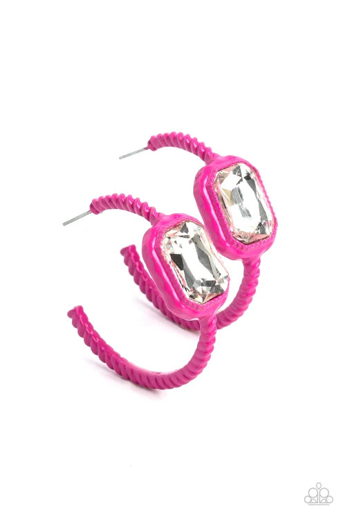Paparazzi ♥ Call Me TRENDY - Pink ♥ Earrings