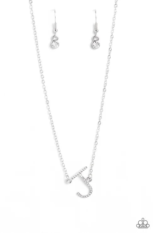 Paparazzi ♥ INITIALLY Yours - J - White ♥ Necklace