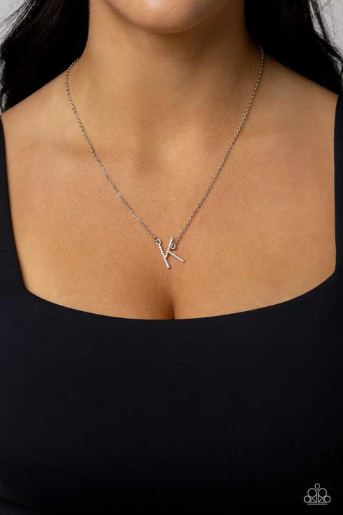 Paparazzi ♥ INITIALLY Yours - K - White ♥ Necklace