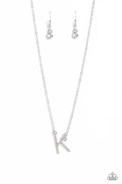 Paparazzi ♥ INITIALLY Yours - K - White ♥ Necklace