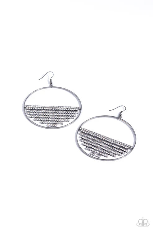 Paparazzi ♥ Fierce Fringe - Black ♥ Earrings