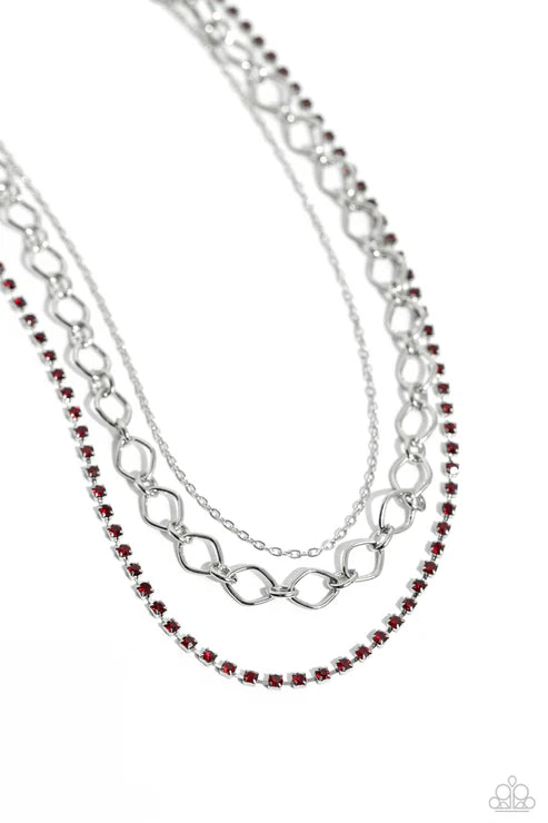 Paparazzi ♥ Tasteful Tiers - Red ♥ Necklace