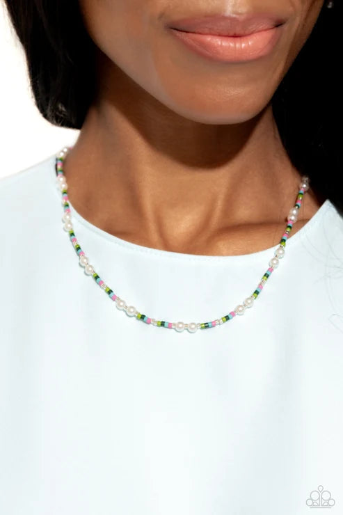 Paparazzi ♥ Colorblock Charm - Green ♥ Necklace