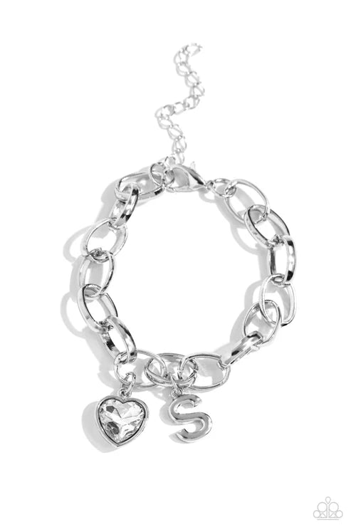 Paparazzi ♥ Guess Now Its INITIAL - White - S ♥ Bracelet