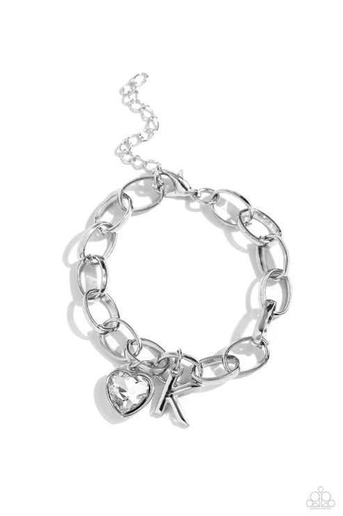 Paparazzi ♥ Guess Now Its INITIAL - White - K ♥ Bracelet