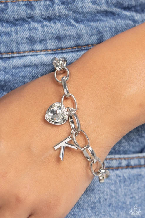 Paparazzi ♥ Guess Now Its INITIAL - White - K ♥ Bracelet