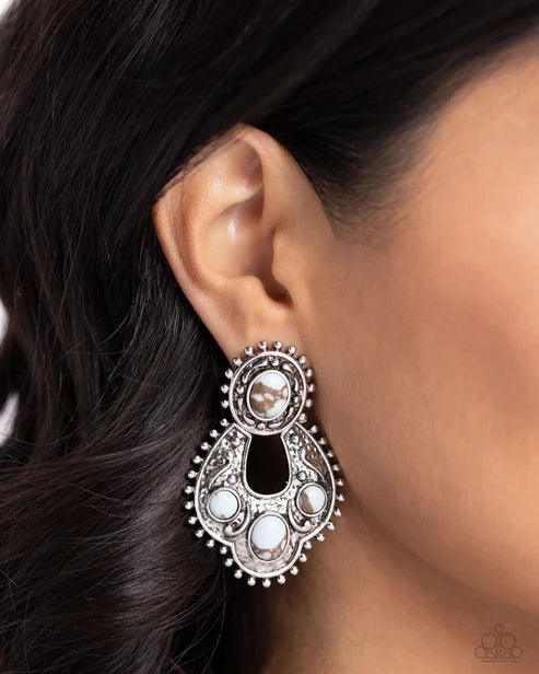 Paparazzi ♥ Handcrafted Horseshoe - Blue ♥ Post Earrings