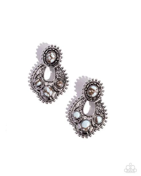 Paparazzi ♥ Handcrafted Horseshoe - Blue ♥ Post Earrings
