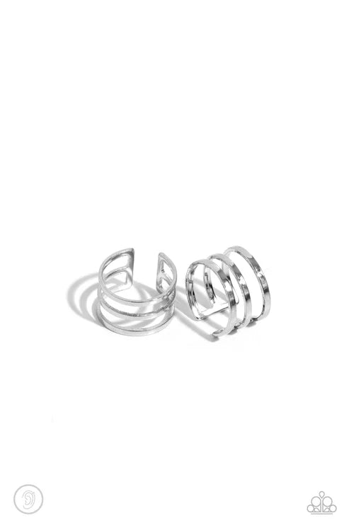 Paparazzi ♥ Metro Mashup - Silver ♥ Post Earrings