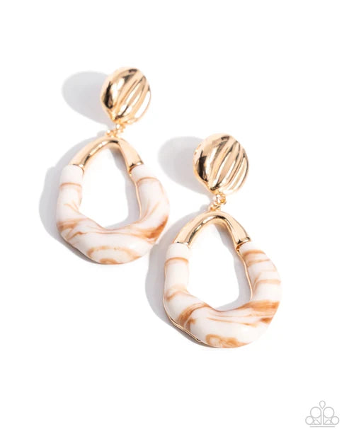 Paparazzi ♥ High-Sheen Swirls - Gold ♥ Post Earrings