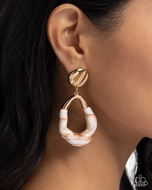 Paparazzi ♥ High-Sheen Swirls - Gold ♥ Post Earrings
