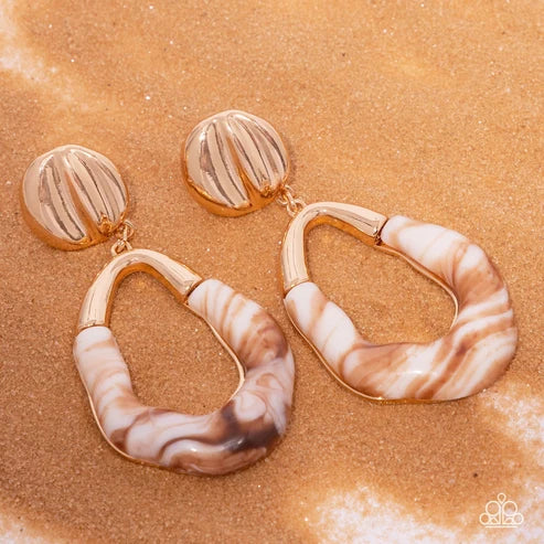 Paparazzi ♥ High-Sheen Swirls - Gold ♥ Post Earrings