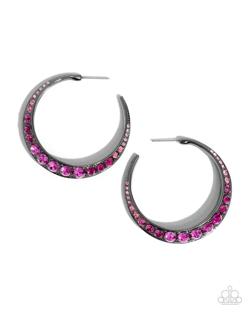 Paparazzi ♥ Embedded Edge - Pink ♥ Earrings