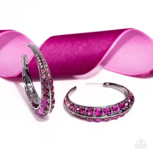 Paparazzi ♥ Embedded Edge - Pink ♥ Earrings