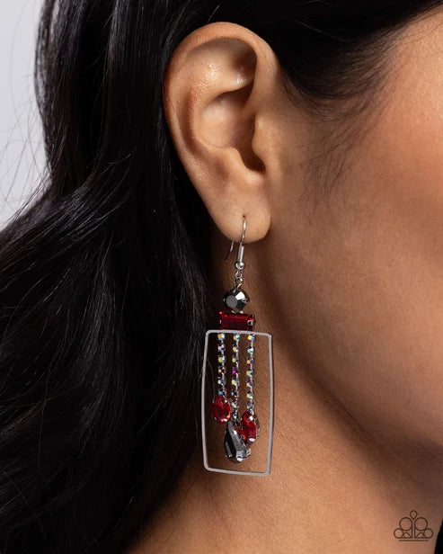 Paparazzi ♥ Framed Feature - Red ♥ Earrings