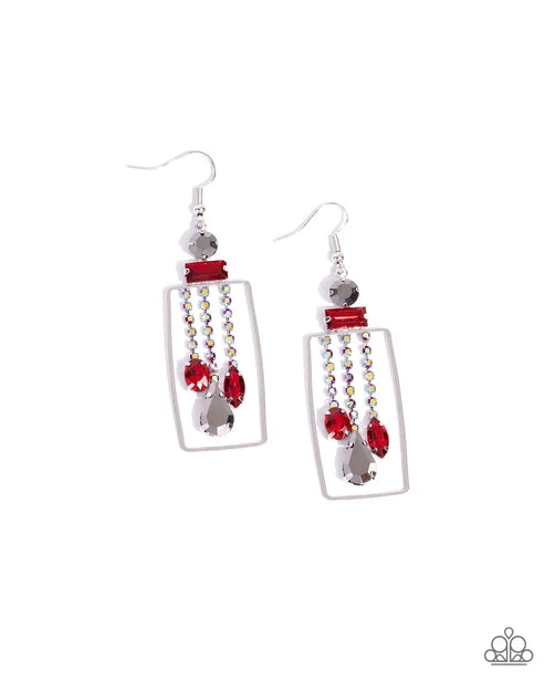 Paparazzi ♥ Framed Feature - Red ♥ Earrings