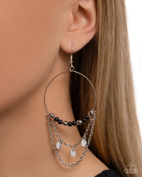 Paparazzi ♥ Fearless Fringe - Black ♥ Earrings