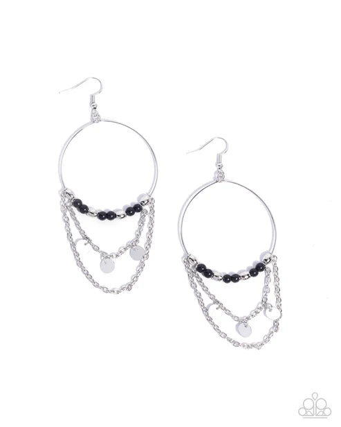Paparazzi ♥ Fearless Fringe - Black ♥ Earrings