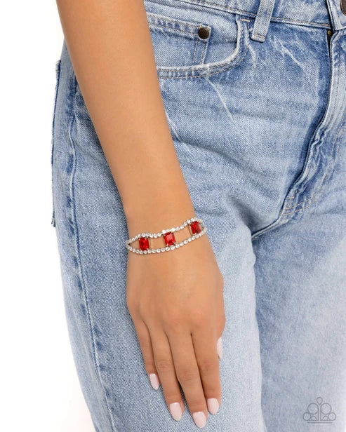Paparazzi ♥ Embedded Elegance - Red ♥ Bracelet
