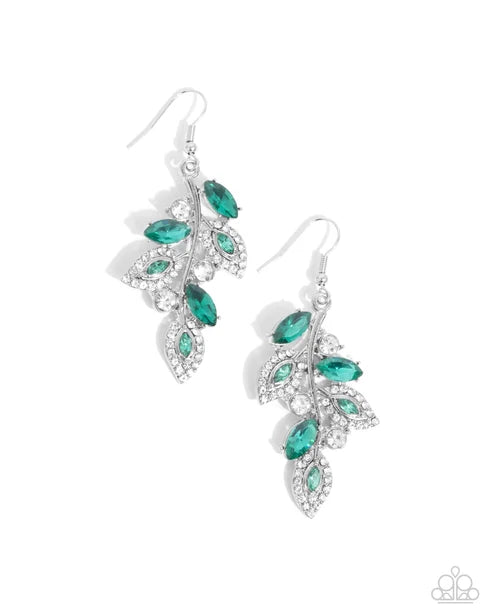 Paparazzi ♥ Flourishing Feature - Green ♥ Earrings