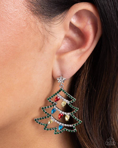 Paparazzi ♥ O Tannenbaum - Multi ♥ Silver Post Earrings