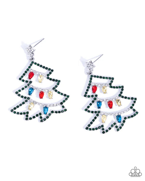 Paparazzi ♥ O Tannenbaum - Multi ♥ Silver Post Earrings