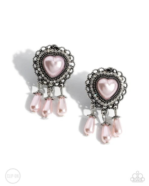 Paparazzi ♥ Sumptuous Story - Pink ♥ Clip-On Earrings
