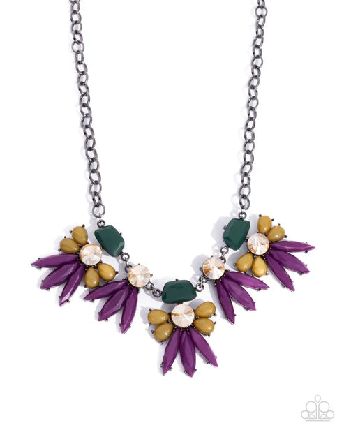 Paparazzi ♥ Folklore Flair - Purple ♥ Gun Metal Necklace