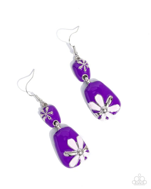 Paparazzi ♥ Floral Familia - Purple ♥ Earrings