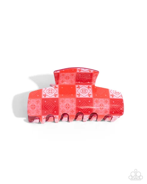 Patchwork Promise - Red ♥ Hair Clip