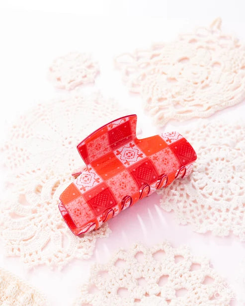 Patchwork Promise - Red ♥ Hair Clip