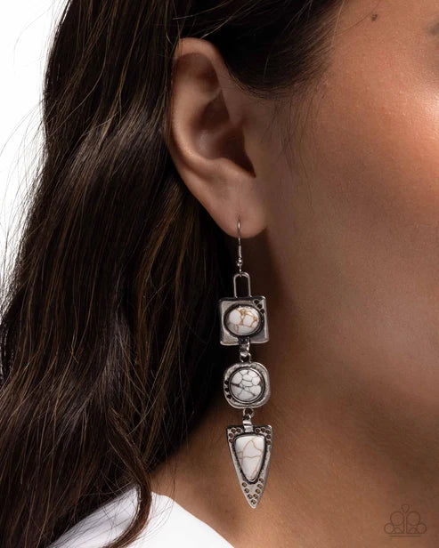 Paparazzi ♥ Rustic Reputation - White ♥ Earrings