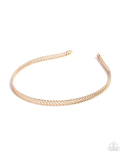 Paparazzi ♥ Braided Behavior - Gold ♥ Headband