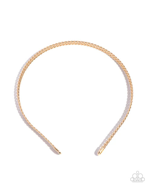 Paparazzi ♥ Braided Behavior - Gold ♥ Headband