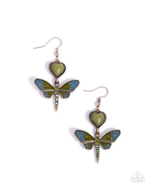 Paparazzi ♥ Dragonfly Devotion - Green ♥ Earrings