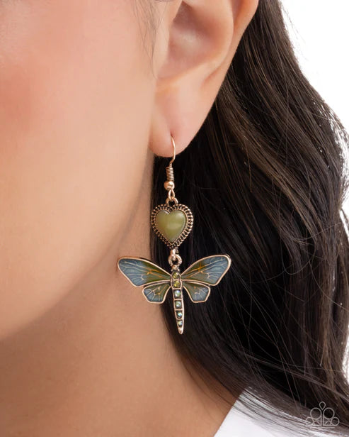 Paparazzi ♥ Dragonfly Devotion - Green ♥ Earrings