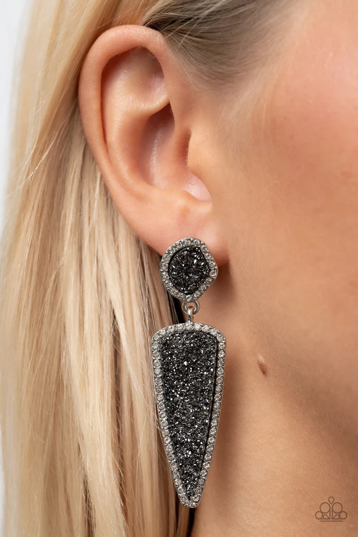 Paparazzi ♥ Druzy Desire - Silver ♥ Earrings