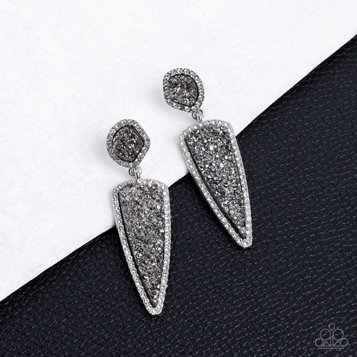 Paparazzi ♥ Druzy Desire - Silver ♥ Earrings