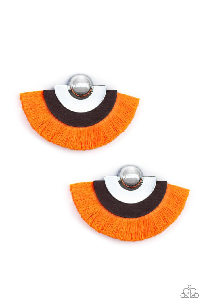 Paparazzi ♥ Fan The FLAMBOYANCE - Orange ♥ Post Earrings