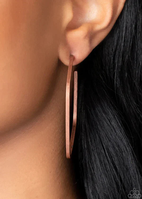 Paparazzi ♥ Major Flex - Copper ♥ Earrings