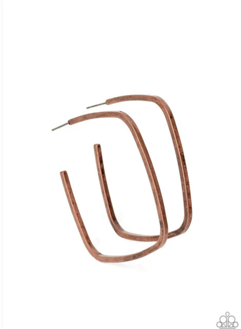 Paparazzi ♥ Major Flex - Copper ♥ Earrings